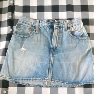 R13 Denim High Rise Mini Skirt